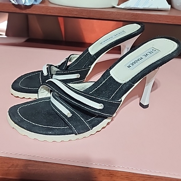 Steve Madden Y2K Suede Heels | Black & White | Size 7 - Picture 8 of 8